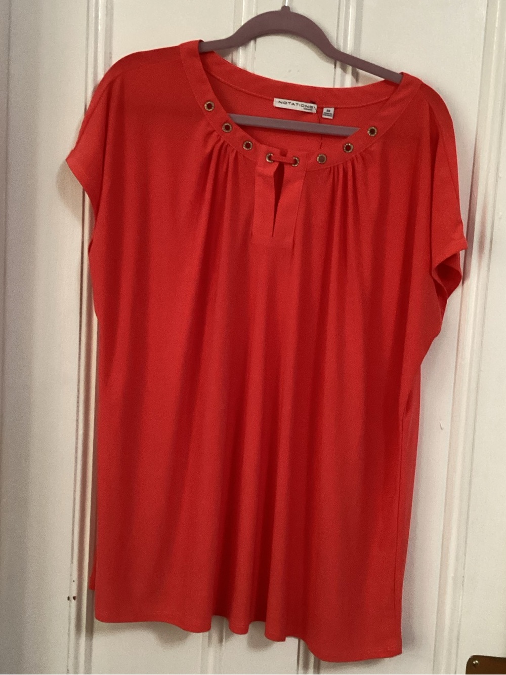 Notations Coral Grommet-Detail Short Sleeve Tunic
